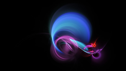 Abstract colorful blue and red glowing shapes. Fantasy light background. Digital fractal art. 3d rendering.