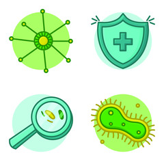 Antibody Fight Virus Bacteria and Germs. Vector Icon Concept
