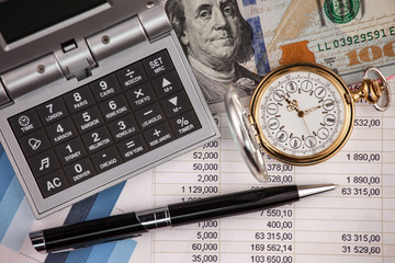 Items for doing business in composition on the table, in the office.