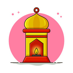 Ramadan Lanterns. Dome Concept. Eid Mubarak Vector Icon. Greeting Card Banner and Flyer Background
