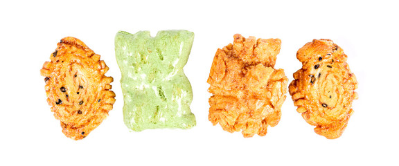 Japanese rice cracker isolated on white background