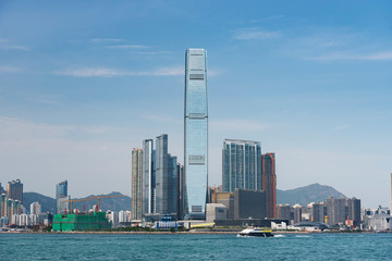 Skyline of Victoria Harbor of Hong Kong city