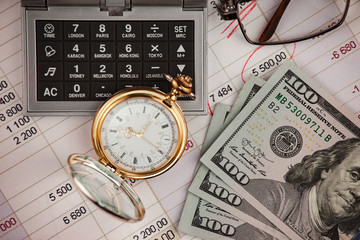 Items for business on bright colors in the office on the table