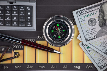 Items for doing business in composition on the table, in the office.