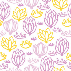 Pastel succulent plants seamless pattern print - 348059331