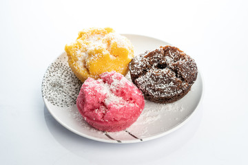 malaysian traditional food apam nasi on white plate and background