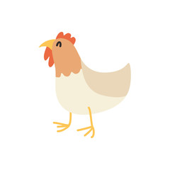 Cute Cartoon chicken, Vector illustration chicken on a white background. Drawing for children