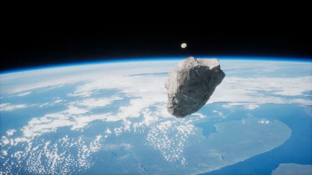 Dangerous asteroid approaching planet Earth, elements of this image furnished by NASA