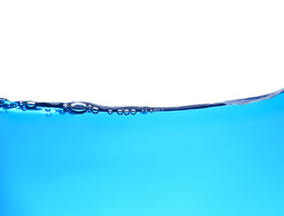 The blue water and bubble on white background.