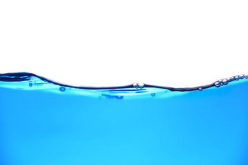 The blue water and bubble on white background.