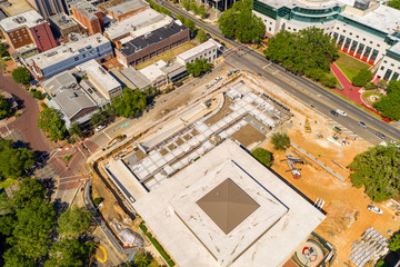 Aerial photo Tallahassee FL State Capitol Building under expansion construction