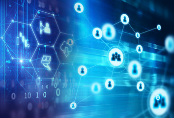 abstract illustration background with user icon and connecting dots and lines .