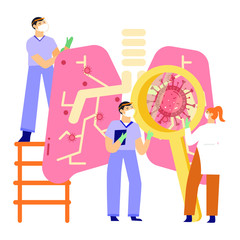 Pulmonology design vector, healthcare persons. COVID-19 Coronavirus outbreak.
