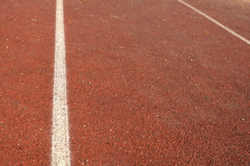 Running track rubber with line. Healthy lifestyle