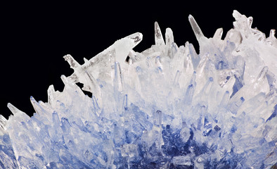 Fototapeta na wymiar blue and white crystals isolated on black