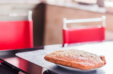 Homemade bread lies in a kitchen with a modern interior