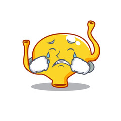 Cartoon character design of bladder with a crying face