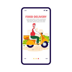 Service food delivery in quarantine - mobile page cartoon vector illustration.