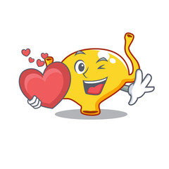 A sweet bladder cartoon character style with a heart