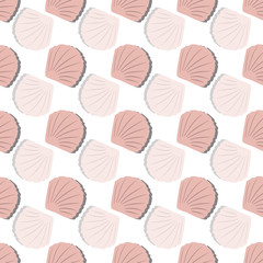 Vector Pink Beach Shells from Beautiful Beach collection seamless pattern background. Modern repeat geometric design featuring Bivalvia clam shells. Good for home decor, beach apparel and accessories