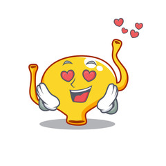 Cute bladder cartoon character has a falling in love face