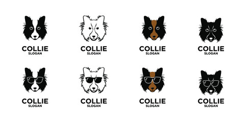 set collection collie dog head logo icon design - obrazy, fototapety, plakaty