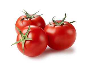 Tomatoes placed on a white background