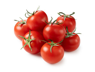 Tomatoes placed on a white background
