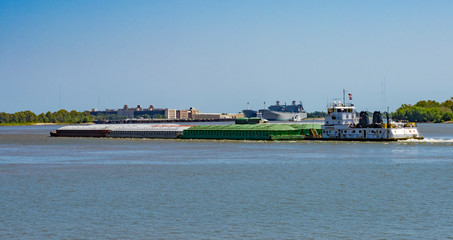 River Barge Tug Boat Mississippi River New Orleans Louisiana