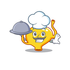 Bladder chef cartoon character serving food on tray
