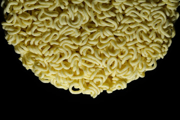 Round Shape Raw Instant Noodles Background 