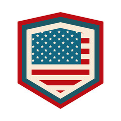happy independence day, american flag shield patriotism design flat style icon