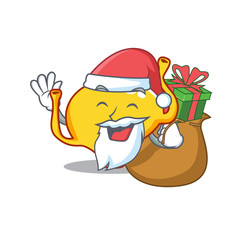 Cartoon design of bladder Santa with Christmas gift