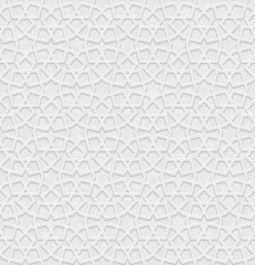 Arabesque Star Pattern with Grunge Light Grey Background, Vector Illustration