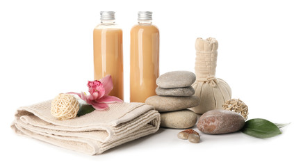 Beautiful spa composition on white background