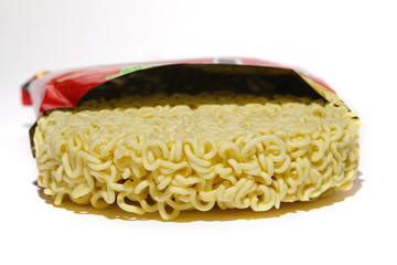 Round Shape Raw Instant Noodles Background 