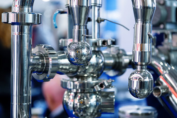 Bright shiny stainless steel piping. S