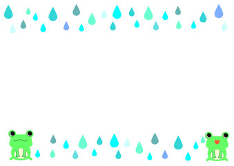 フレーム　雨　カエル