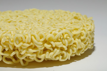 Round Shape Raw Instant Noodles Background 