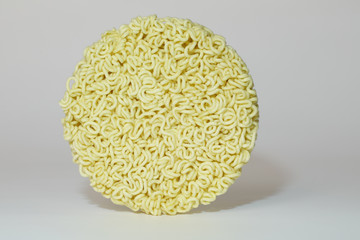 Round Shape Raw Instant Noodles Background 