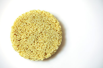 Round Shape Raw Instant Noodles Background 