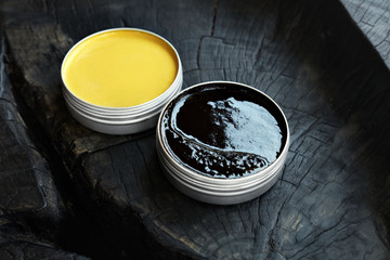 Cream Jar. Skincare Product On Wooden Background. Natural Cosmetics Beauty Spa Treatment Mask for Healthy Skin Concept.