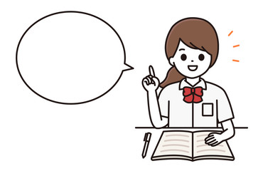 学生 女性 吹き出し イラスト