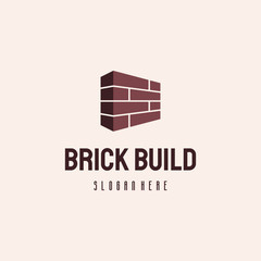 Brick Build logo hipster retro vintage vector template