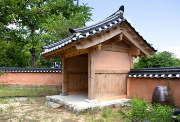 Traditional Korean style architecture in South Korea. Traditional Korean house.
