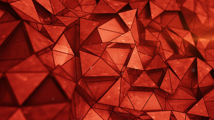 Futuristic red glossy construction with grunge texture 3D render