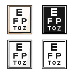 Isolated object of text and optical symbol. Web element of text and eyesight stock symbol for web.
