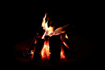 fire in fireplace