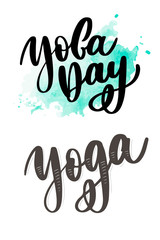international yoga day, handwritten text, calligraphy, lettering