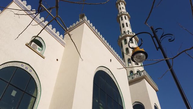 Outside view of Minaret Al-Kawthar Mosque in algeria , wilaya Blida  .